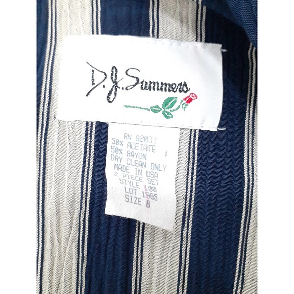 Navy and White Striped Wrap Blouse - Picture 7 of 7